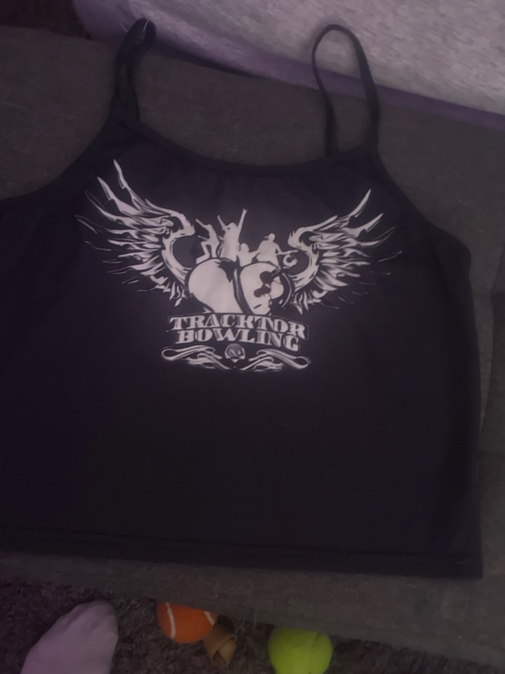 Hot Topic Black Spaghetti-Strap Tank with White Winged Heart Graphic